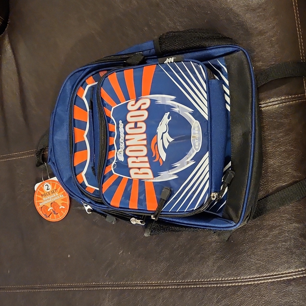 Denver Bronco Backpack with Lunch Bag/// Bin 6x4